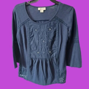 Style & co 3/4 bell sleeve top size PS blue color